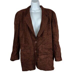 Vintage Chaus Womens Brown Textured Blazer Jacket Size 12